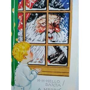 Vintage Christmas Postcard Santa Claus At Window Series W 28 Embossed Unused